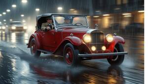 大雨の車